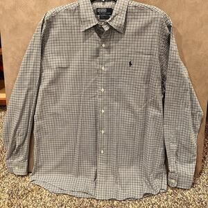 Polo Ralph Lauren Shirt‎ Men’s LG Blue Checked Lowell Sport Button 90’s🔥
